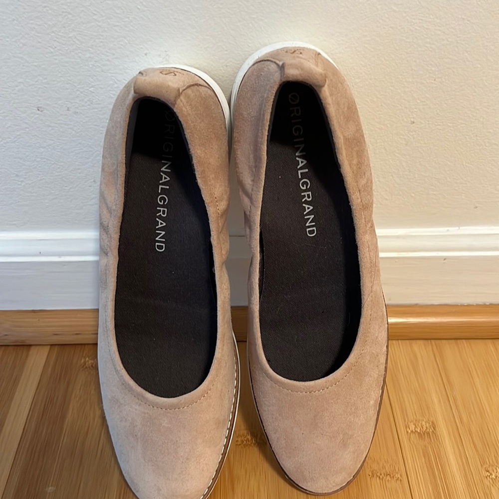 Cole Haan OriginalGrand Ballet Flats Soft Suede Pink with White Rubber Soles